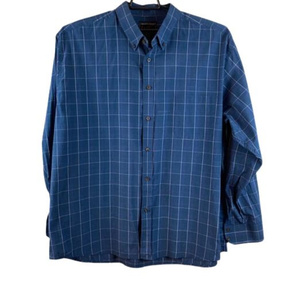 Walnut Creek Mens 2XL Blue Plaid Long Sleeve Button Down Shirt